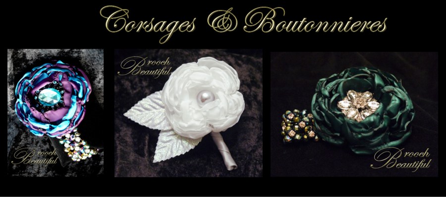 bling glam flower rose fabric flower wedding prom usher groom groomsmen mother father