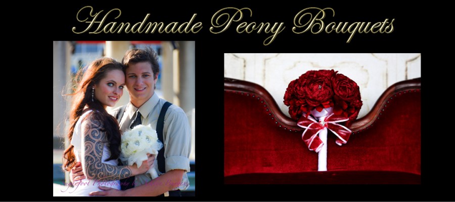 fabric peonies garden rose bouquet wedding bride bridesmaid flowergirl