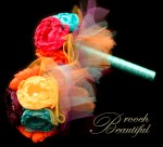 orange yellow teal purple tulle bridesmaid handmade peony bouquet