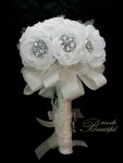 Winter white handmade peony & brooch bridal bouquet. Avant garde ribbon & tulle. artificial flower, silk, fabric, brooch beautiful