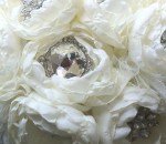 hand made handmade fabric silk flower peony ivory brooch broach