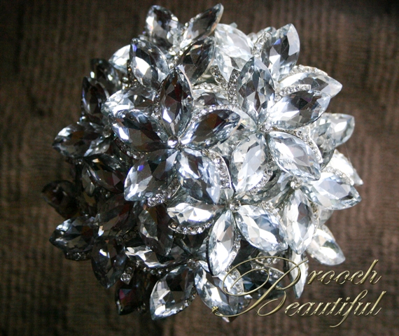 platinum wedding, platinum bouquet #BroochBeautiful, #wedding #broochbouquet #platinumwedding #unique #bling #bride #overthetop #crystalbouquet
